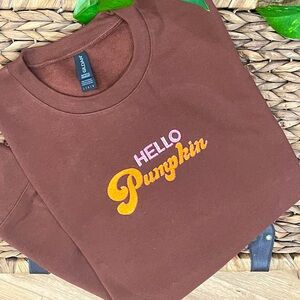 Chocolate embroidered crewneck